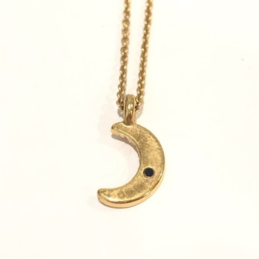 Wren Gold and Sapphire Moon Necklace - Picture 3 of 10